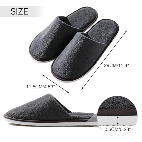 Grey Disposable Spa Slippers 10 Pairs Cotton Velvet Closed Toe Hotel Indoor Use