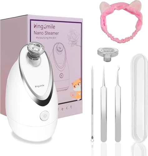 Kingsmile 3-in-1 Face Steamer with Stainless Steel Skin Kit & Aromatherapy - Compact Nano Steamer for Facial and Home SPA