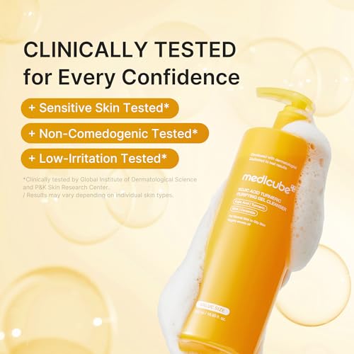 Medicube Kojic Acid Turmeric Jelly to Foam Cleanser 16.9 Fl Oz - Brightening Face & Body