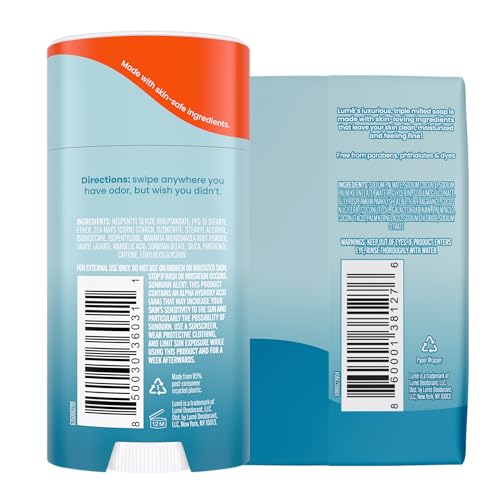 Lume Whole Body Deodorant And Soap - 2.6 Ounce Smooth Solid Stick With 72 Hour Odor Control (Pack of 2) and 5 Ounce Triple Milled Soap (Pack of 2) - Aluminum and Baking Soda Free (Unscented)