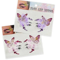 Rhinestone Eye Gems with Fabric Butterflies & Flowers, Self Adhesive Purple and Red Face Gems for Women, Elegant Eye Jewel Stickers for Halloween and Festival Wedding Party Makeup