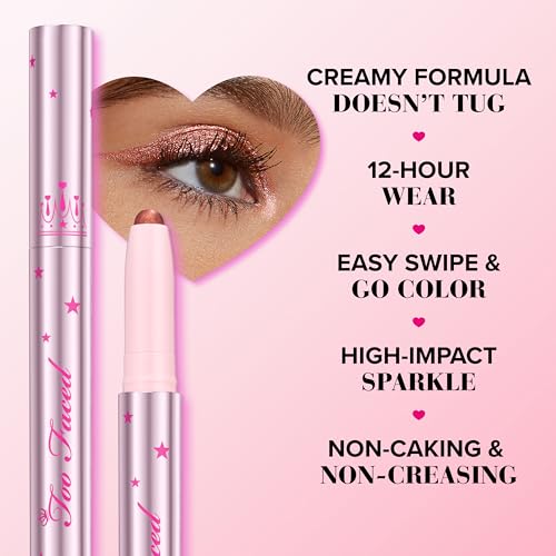 Too Faced Quickie Queen Eye Shadow Sticks - Creamy, Long-Wear, Pink Sparkle 02 Fairy Dust
