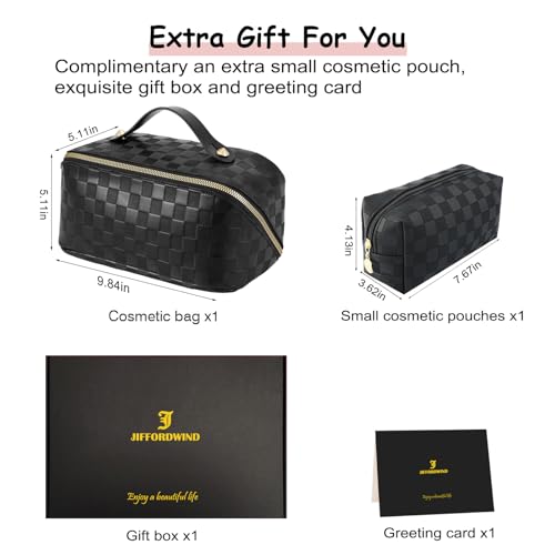 Travel Makeup Bags Set - Large Waterproof Cosmetic Organizer with Handle - Black Variation