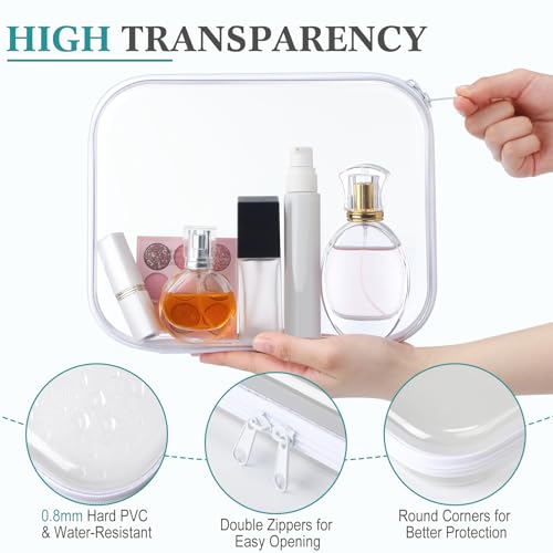 Sanwuta 6 Clear Hard Zipper Cases - White, 9.84 x 7.87 x 2 Inches
