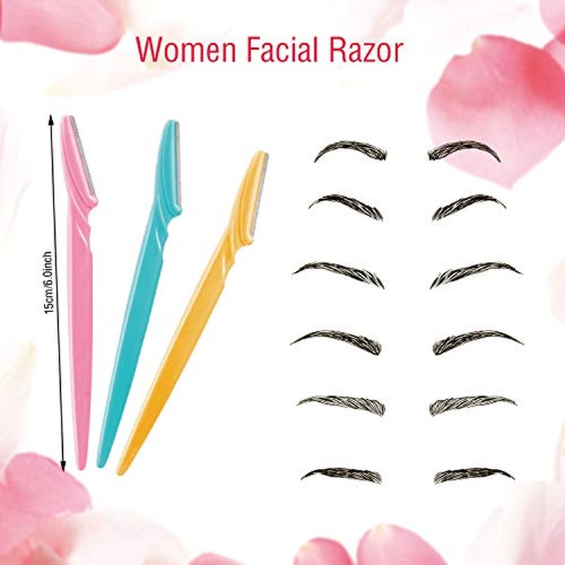 Boao 96 Pieces Eyebrow Razor Eyebrow Trimmer Shavers Dermaplaning Tool Face Razors for Women with Precision Cover