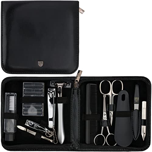 12-Piece Manicure Pedicure Nail Care Kit with Leather Case, German Quality