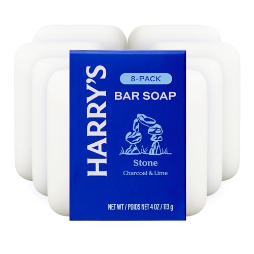 Harry's Bar Soap for Men - Stone Scent, 4 oz Body Soap Bars, 8 Pack