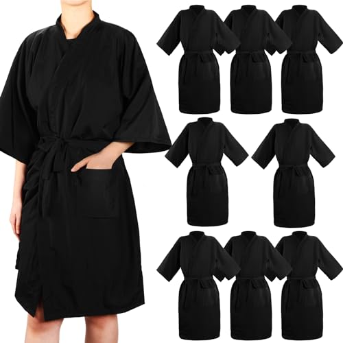Salon Client Gown Robe Cape Set - 8 Lightweight Nylon Smocks for Hair & Beauty