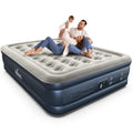 Black-Gray Queen Air Mattress with Built-In Pump, 18-Inch High, 750lb Support