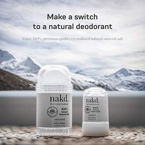 Natural Crystal Deodorant Stone - Aluminum Free Unscented, 4.25 oz & Travel Size