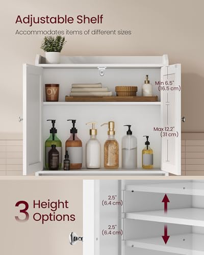 VASAGLE Over-the-Toilet Storage Cabinet 24.6'' Cloud White, Without Side Storage