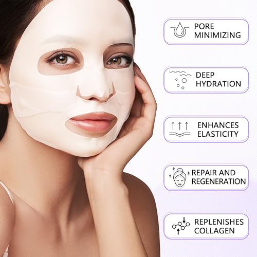 Deep Collagen Jelly Gel Face Mask,Bio-Collagen Facial Mask for Glass Glow Skin,Hydrating Hydrogel sheet Overnight Mask, low molecular weight collagen for lifting, firming, and moisturizing