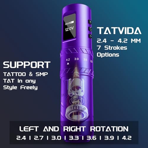 Portable Rotary Tattoo Machine with 2400mAh Battery - Medium Purple, 7 Stroke Options