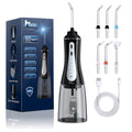 MOCEL Black Water Dental Flosser with 5 Modes & 6 Tips - Cordless IPX7 Waterproof 350ml