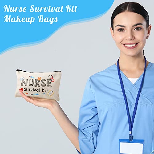 Kajaia 30 Pieces Christmas Nurse Gifts for Women Nurse Pouch for Work Supplies Makeup Bags Nursing Gifts for Women Cosmetic Bag with Zipper Nursing Travel Toiletry Bag Survival Kit(Beige)