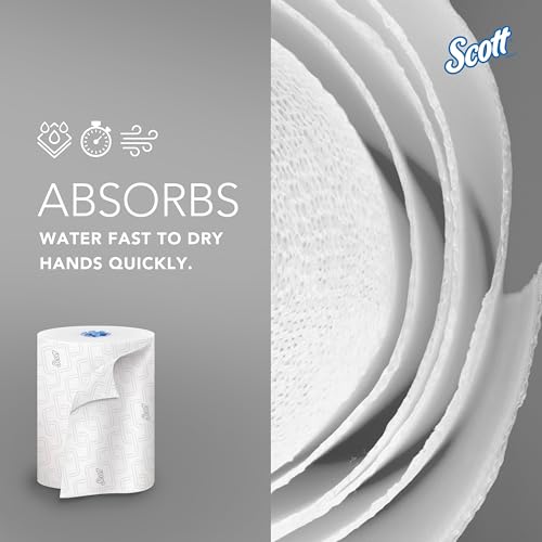 Scott Professional Hard Roll Paper Towels, 6 Rolls x 700' (White) – High-Capacity
