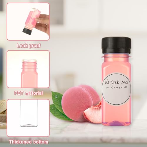 2oz Clear Plastic Bottles with Lids — 100 Pack, Leak-Proof Vials for Beverages