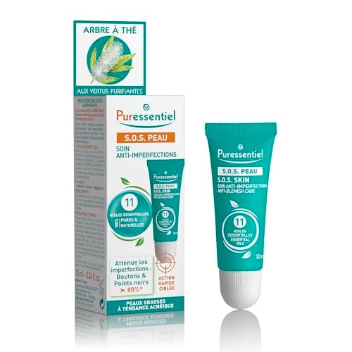 Puressentiel SOS Skin Anti-blemish Care - Healing, Restorative Skin Treatment for Blemishes - Formulated with Beneficial Essential Oils - Made with Naturally Derived Ingredients - 0.34 oz Treatment