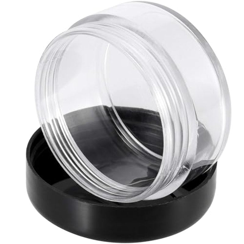 150 Pieces 10 Gram Plastic Cosmetic Sample Containers Jars with Black Lids, BPA Free, Small Lip Balm Containers, Clear Empty Lip Scrub Container for Creams and Lotions