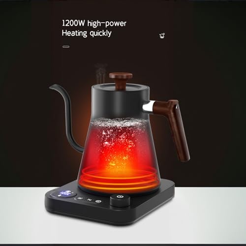 BQEUCE Black 0.9L Gooseneck Electric Kettle, Precise Temperature Control