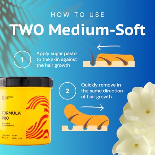 Sugaring Paste FORMULA PRO for Hair Removal SOFT-MEDIUM for Legs, Arms, Facial Hairs, Sugar Wax Kit 49oz / 3lb
