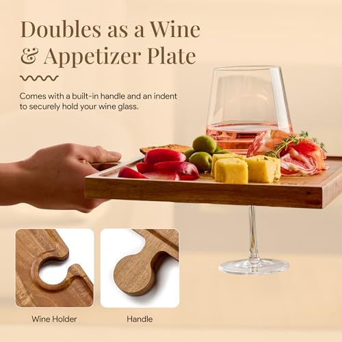 Homesphere Wooden Charcuterie Boards Set of 4 with Interlocking Puzzle Design and Handle - Acacia Cheese & Appetizer Trays for Parties & Gifts