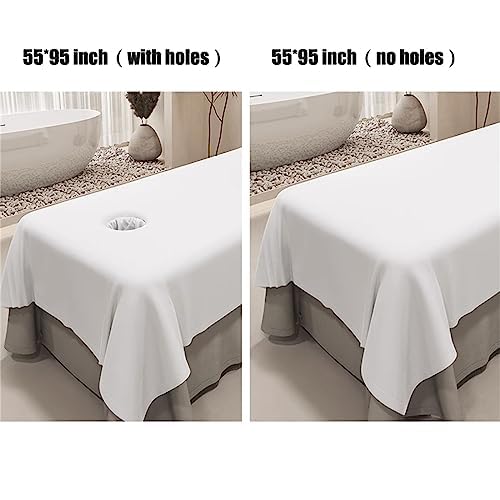 Massage Table Sheets,Massage Table Cover,Massage Linens, Massage Fitted Sheet, Massage Face Rest Cover with Hole, Sutiable for Beauty,Spa 55 * 95 in (White with Hole)