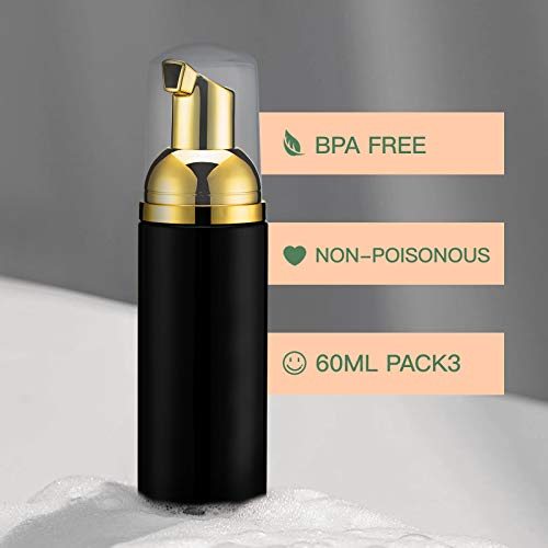 Gold and Black Travel Foam Pump Bottle Set 2oz 30 Pack - Leakproof Reusable Dispensers