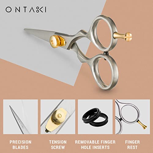 ONTAKI Pack of 2 Beard Scissor, Mustache Scissors - 1 German Steel Black & 1 Japanese Steel Silver - Hand Forged Scissors For Precision - Trimming Scissors for Beards, Mustache, Bangs & Hair