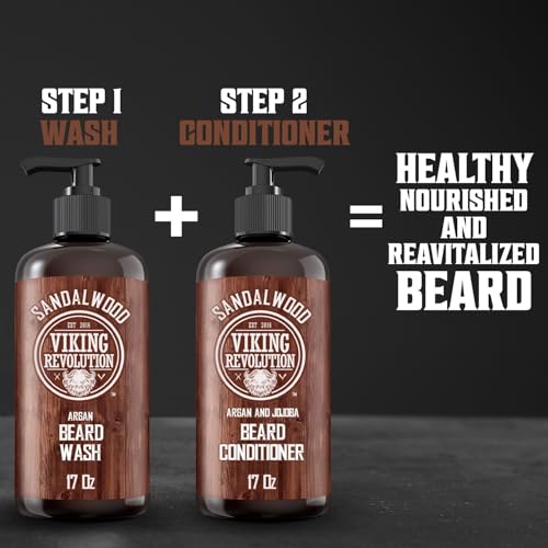 Viking Revolution Sandalwood Beard Conditioner 17 oz - Moisturizes & Softens