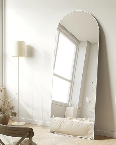 TinyTimes 65x22 Inch White Full Length Arched Floor Mirror with Stand