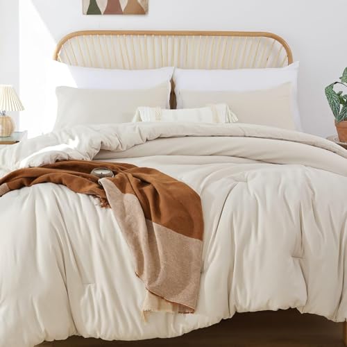 Alaskan King Comforter Set Beige 136x120 Boho Oversized Bedding Quilt