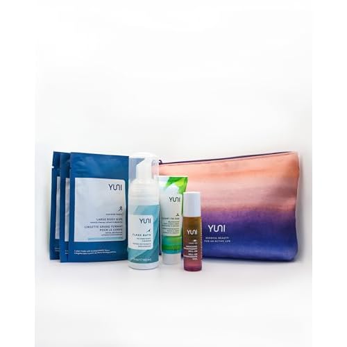 YUNI Beauty Natural Travel Essentials Kit (7pc kit) Beauty On the Run Travel Size Body Care Kit - Cleanse, Refresh, Hydrate - Save Time - All Natural, Paraben-Free, Cruelty-Free