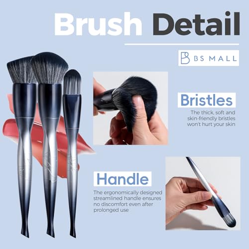 BS-MALL Makeup Brush Set with 2 Sponges - Professional Foundation & Eye Brushes
