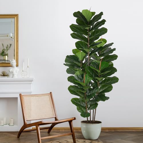 YEPDIN 6 FT Faux Fiddle Leaf Fig Tree – Tall Artificial Ficus Plant with 69 Large Fiddle Leaves
