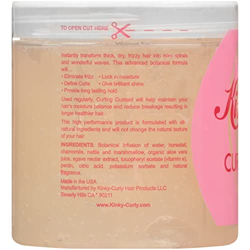 Kinky Curly Curl Custard Gel - 8oz Definition & Frizz Control for Textured Curls