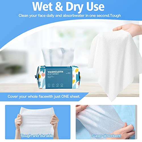 Disposable Face Towels 300 Count Pack - Thick Ultra Soft Cotton Wipes for Skin Care & Makeup Removal, Variation of 100 Count (Pack of 3)