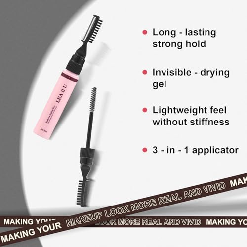 LEA II U Eyebrow Gel Clear Wax, Long-Lasting Invisible Formula, 8ml, 3-in-1 Eyebrow Styling Gel, Value Clear Formula with Spiral Brush, Professional Brow Shaping and Setting