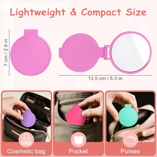 120-Pack Compact Pocket Mirrors Bulk with 6 Colors - 63mm Travel Makeup Mirrors