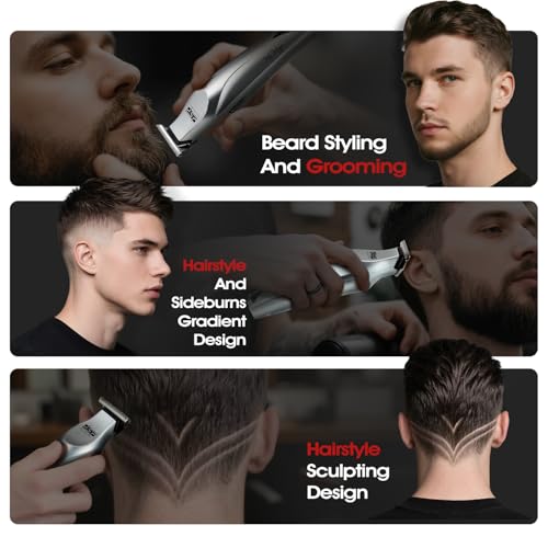 DSP Professional Trimmers for Barbers, T Blade Beard Trimmer for Men, Cordless Zinc Alloy Material Edgers Trimmer (Silver)