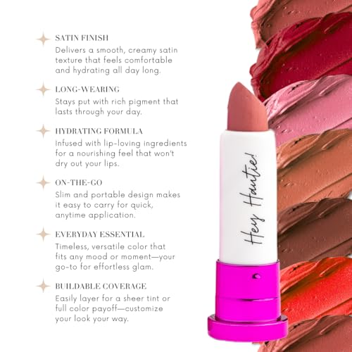 Mini 4Ever Haute Lipstick ? Pink Lipstick Long Lasting, Bold Satin Finish, Vegan, Cruelty-Free - Clean & Natural, Travel-Friendly Lip Color (BRB)