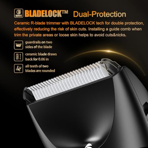 Electric Body Hair Trimmer for Men & Women Black-033 - Grooming Kit with LED & LCD