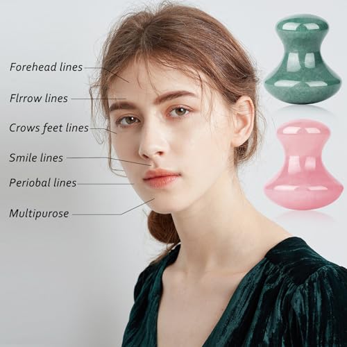 ideayard Gua sha Stone 2Pcs Jade Eye Massage Facial Tool Smooth Cute Shaped Scraping for Women SPA Lift Remove Wrinkles Skin Care Gift