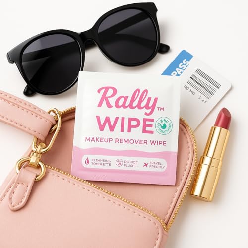Rally Wipes ? Mess-Free Individually Wrapped Makeup Remover Wipes with Micellar Water, Vitamin E, Aloe ? Individually Wrapped for Travel, Gym, Car & Purse (30 Count)
