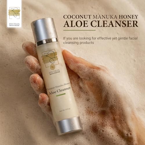 Zoi Teli'a Coconut Manuka Honey Aloe Facial Cleanser Balance Moisture, Rejuvenate & Hydrate Skin with Chamomile, Rosemary, Almond & Jojoba Oils ? Cleansing Gel for Soft, Supple and Gentle Skin ? 4 Oz