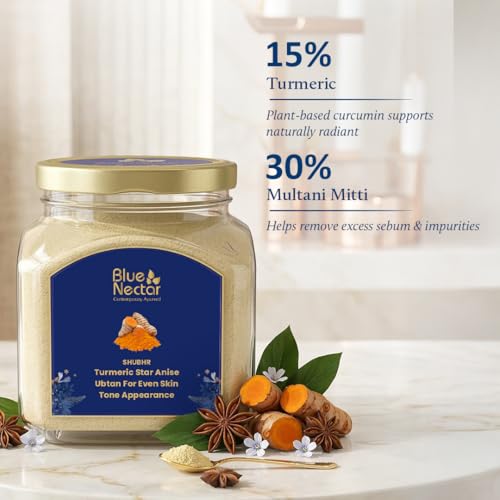 Blue Nectar Turmeric Ubtan Powder for Sun Tan Removal & Skin Radiance – Natural Indian Face Mask