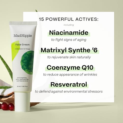 Mad Hippie Face Cream & Cream Cleanser Skin Care Set - Face Lotion for Women/Men with Niacinamide, Matrixyl Peptide Complex + Hydrating Facial Cleanser with Organic Jojoba Oil (2 Piece Set)