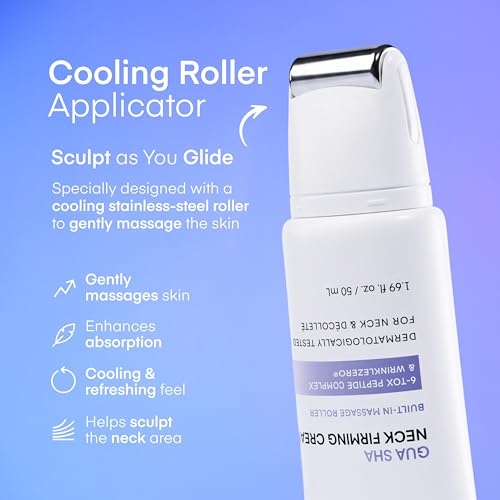 Neck Firming Cream with Gua Sha Massage Roller - Korean Retinol Collagen - 1.7 FL OZ - Variation 1