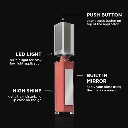 LED Light-Up Lip Gloss with Applicator & Mirror - Nude Beach Sheer Tint