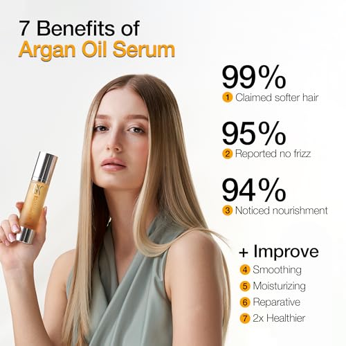 GK Hair Argan Oil Hair Serum 3.4 Fl Oz for Frizz & Damaged Hair - Nourishing & Smoothing